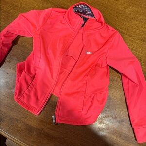 Nike Coral Pink Zip-Up Peplum-Hem Jacket
